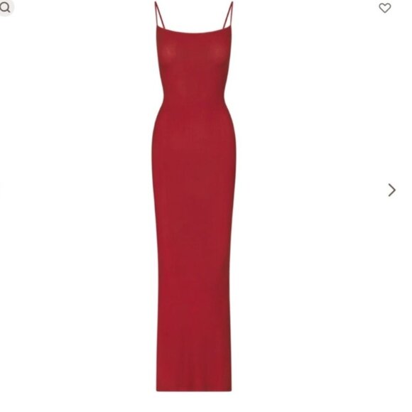 Skims Red Soft Lounge Long Maxi Slip Dress L - Picture 1 of 10
